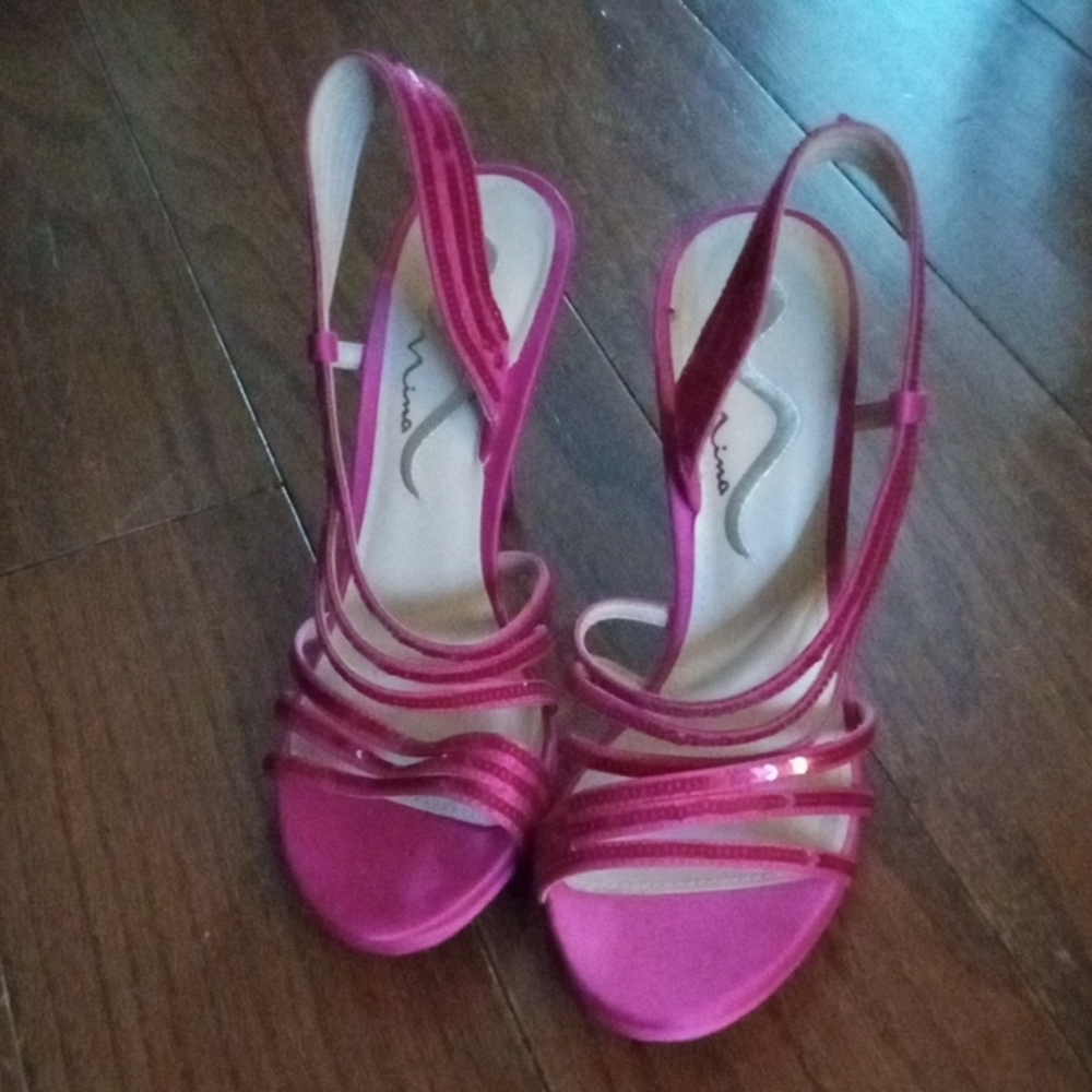 Nina Hot Pink Sling Back Heels